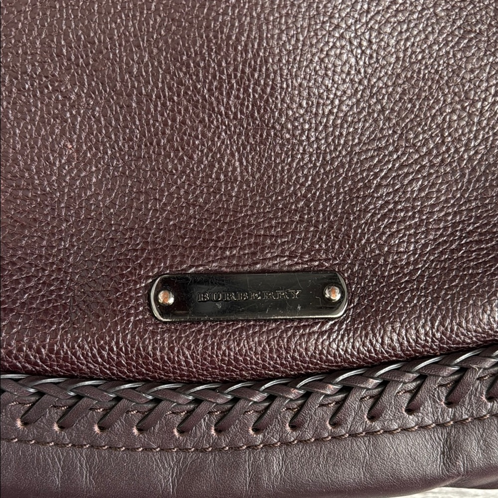 Burberry Brown Leather Hobo Bag with Braided Trim - Picture 3 of 10